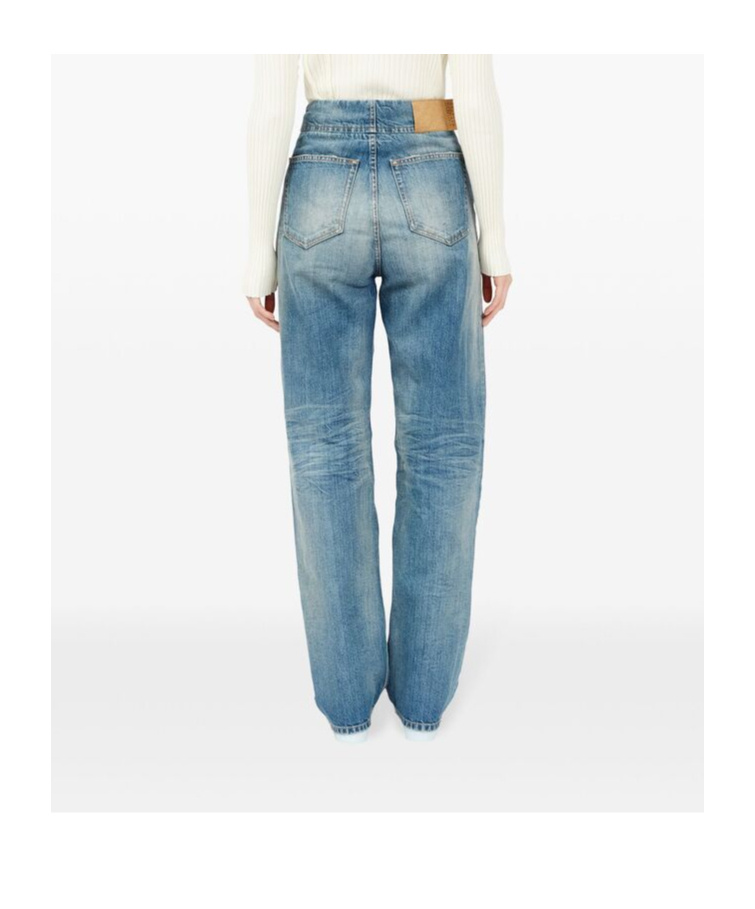 Shop Mm6 Maison Margiela Distressed Straight Jeans In Blue