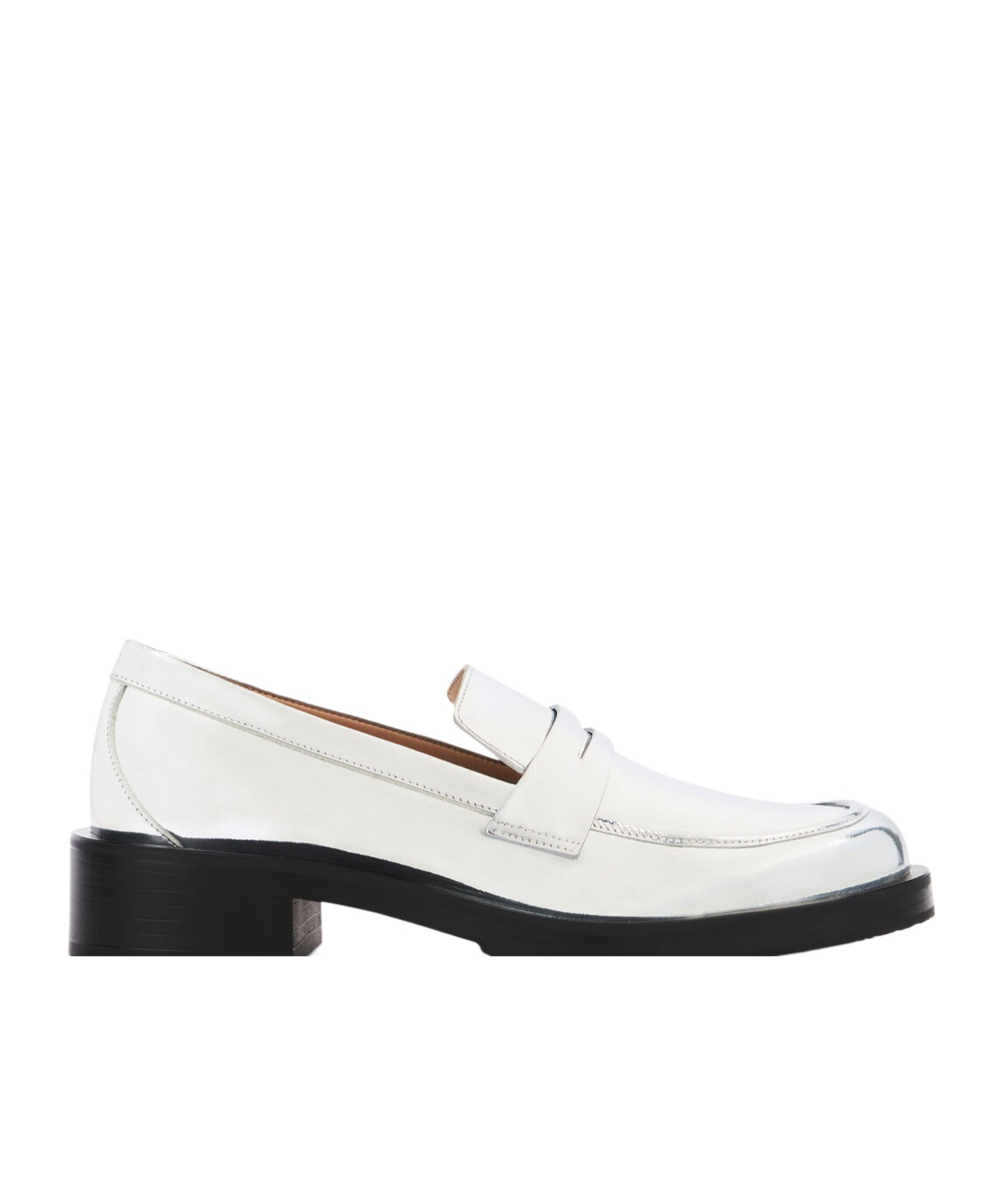 Stuart Weitzman Thick Heeled Round Head Loafers In White