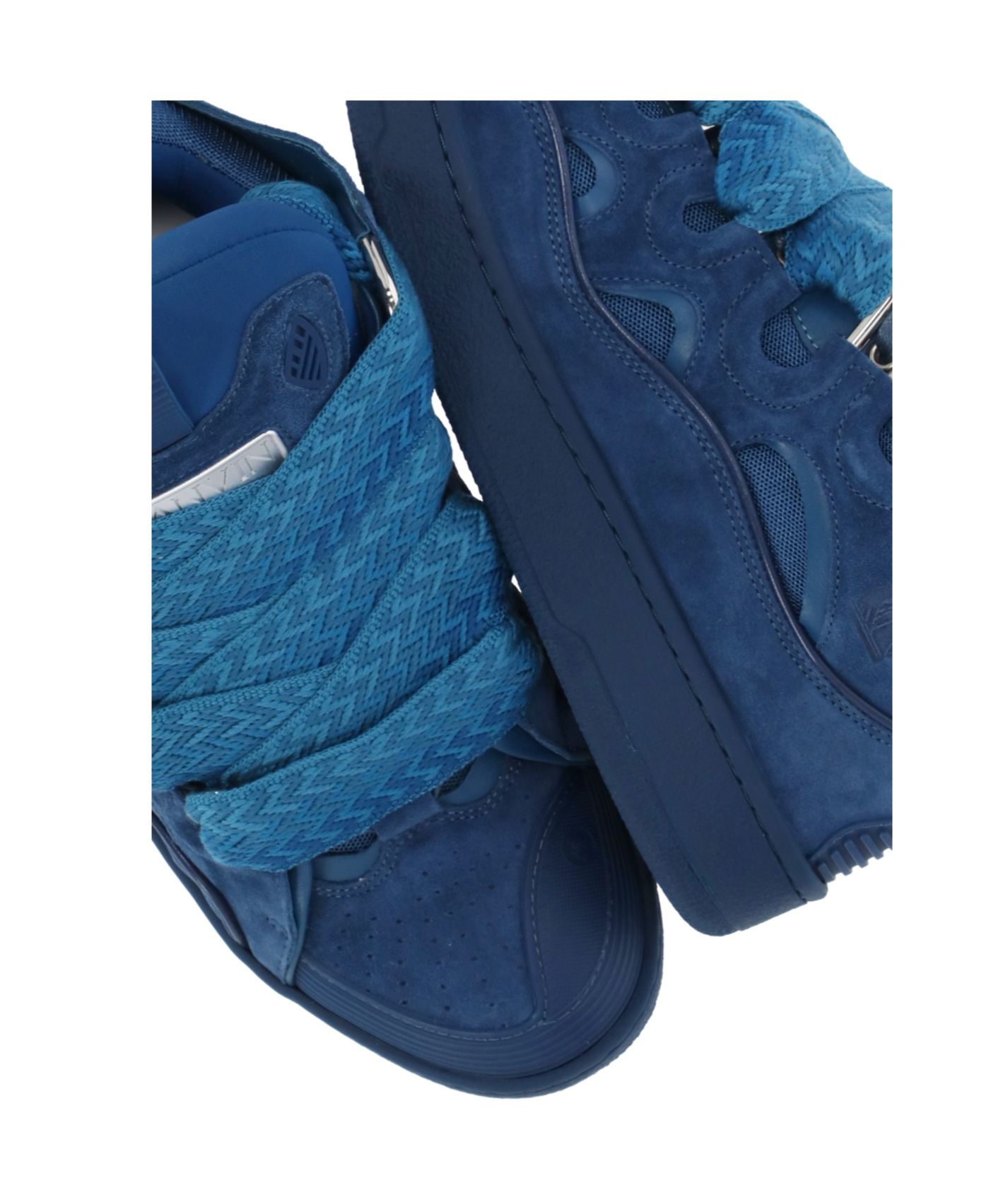 Lanvin Unisex High-top Sneakers Herringbone Pattern In Blue
