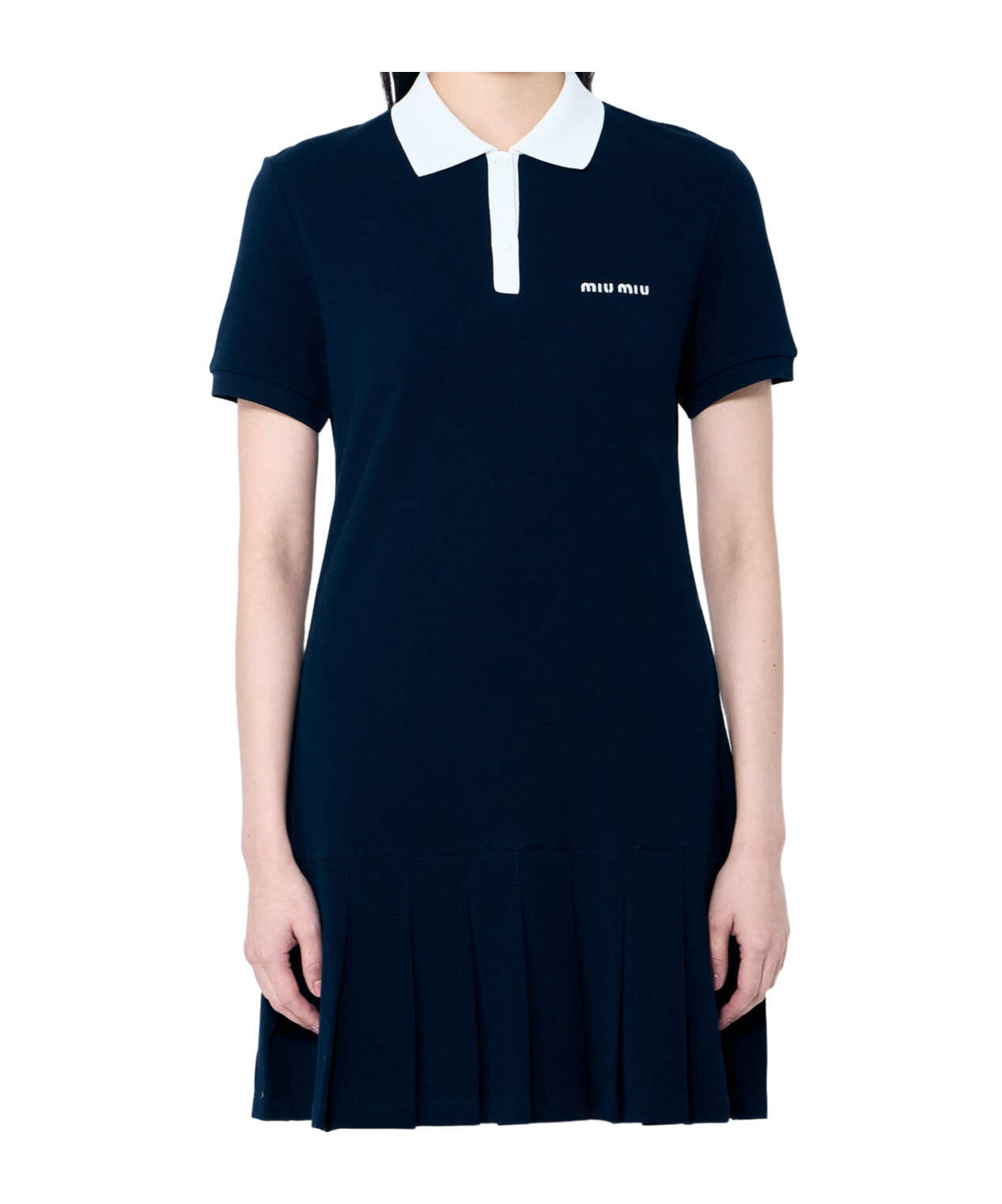 Shop Miu Miu Pleat-detail Mini Dress In Blue