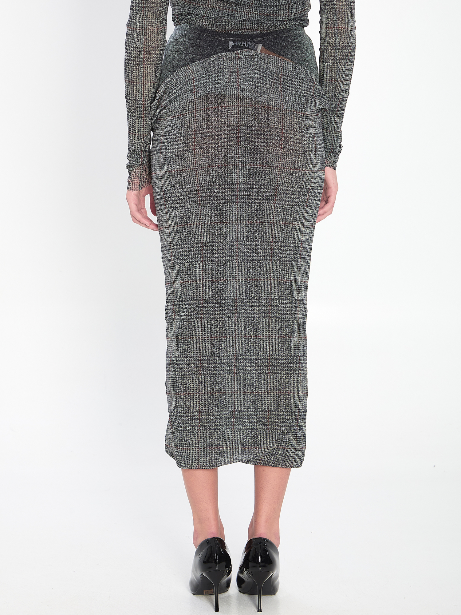 Jean Paul Gaultier Body Shadow And Prince Of Wales Skirt In Gray