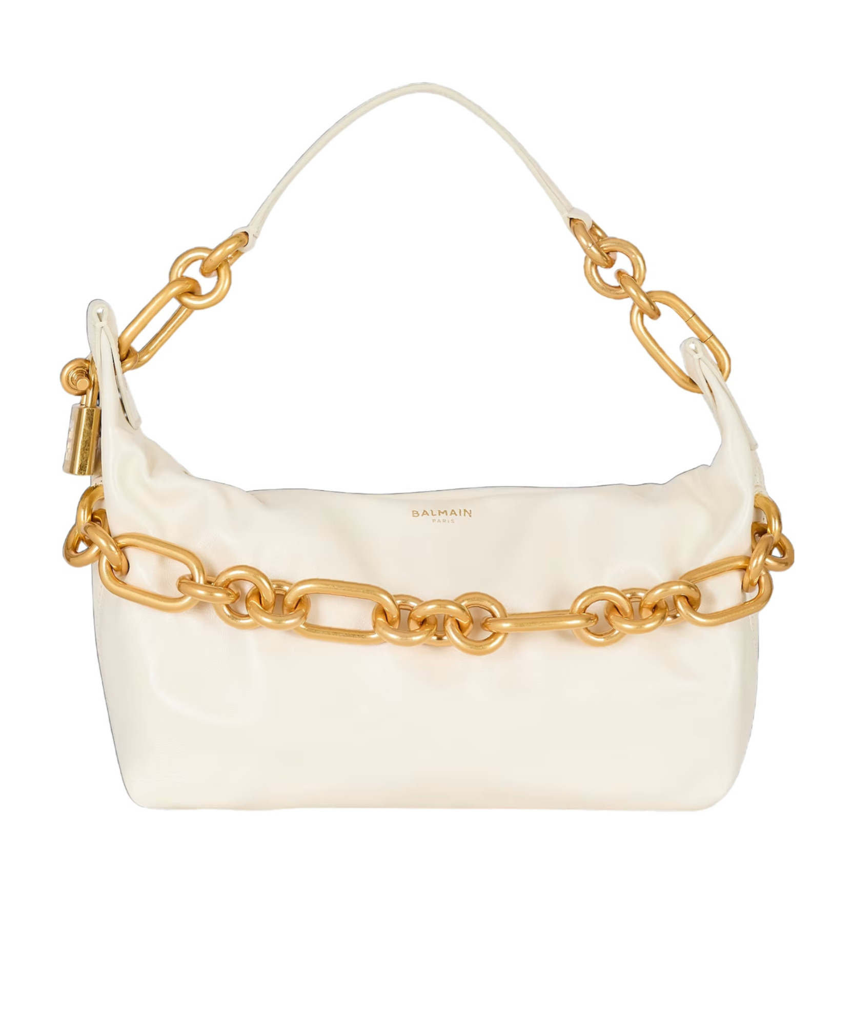 Balmain Medium Sync Leather Shoulder Bag In Sand