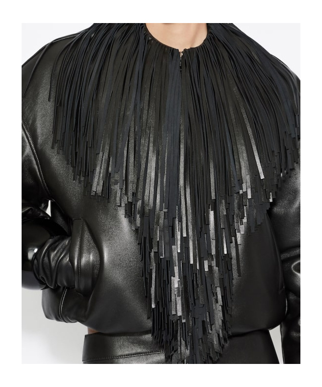 Alaïa Tassel Leather Pilot Jacket In Black