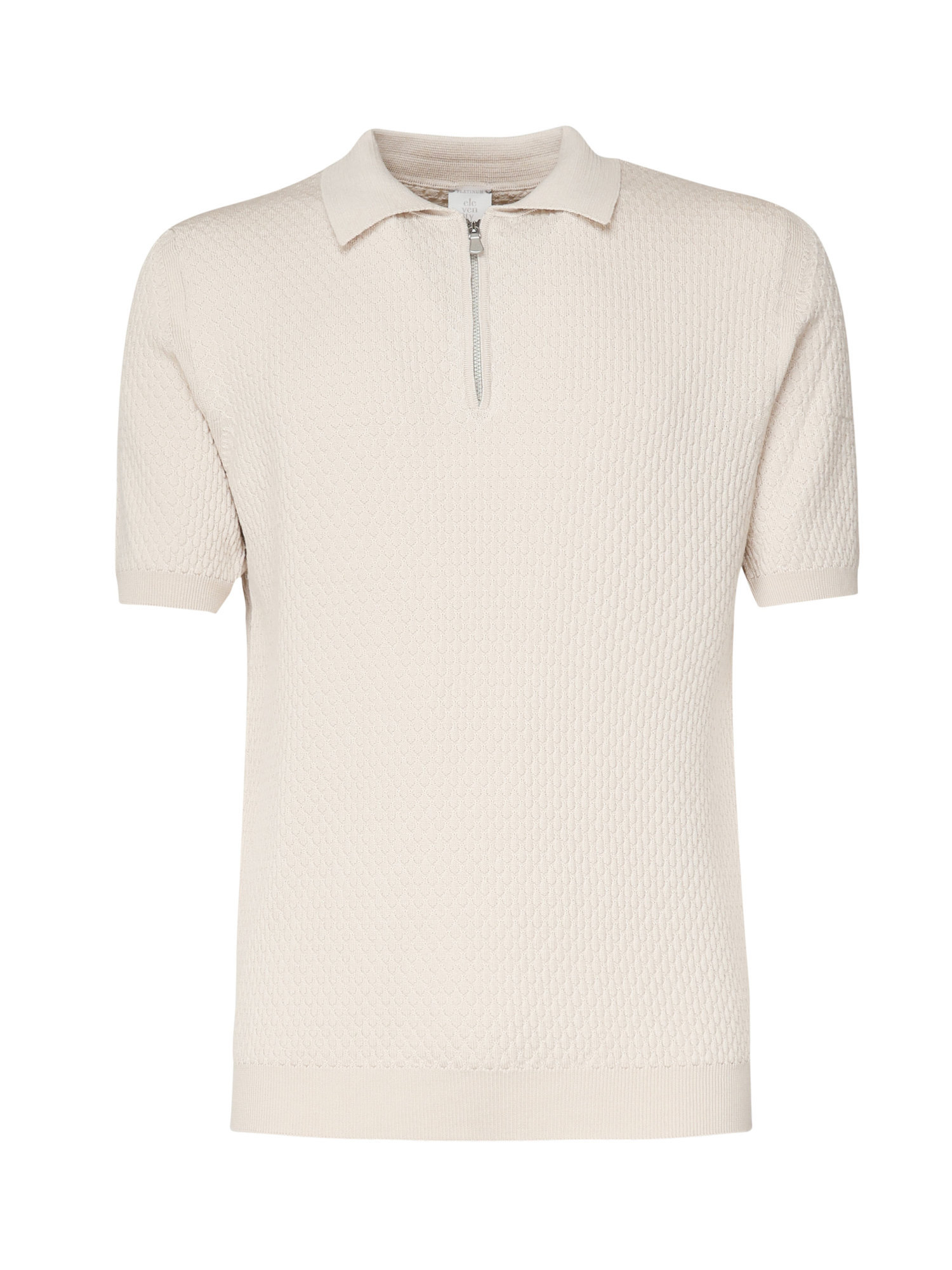 Eleventy Zip Collar Polo Textured Fabric
