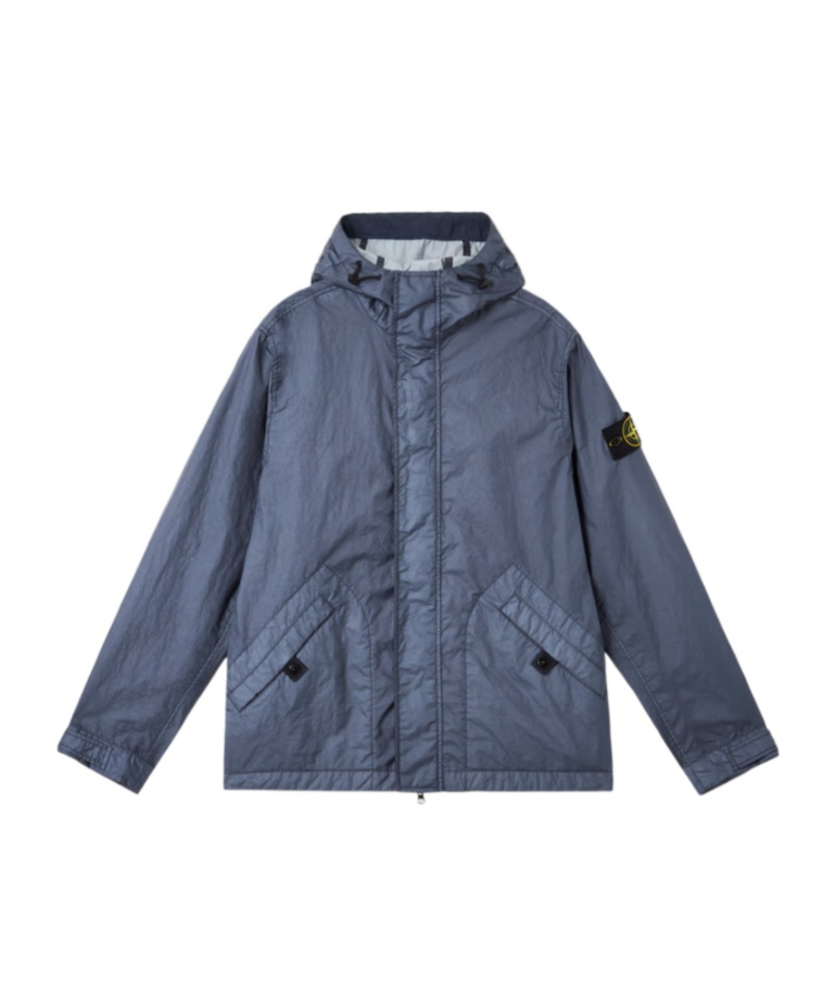 Stone Island Breathable Waterproof Hooded Jacket In Blue