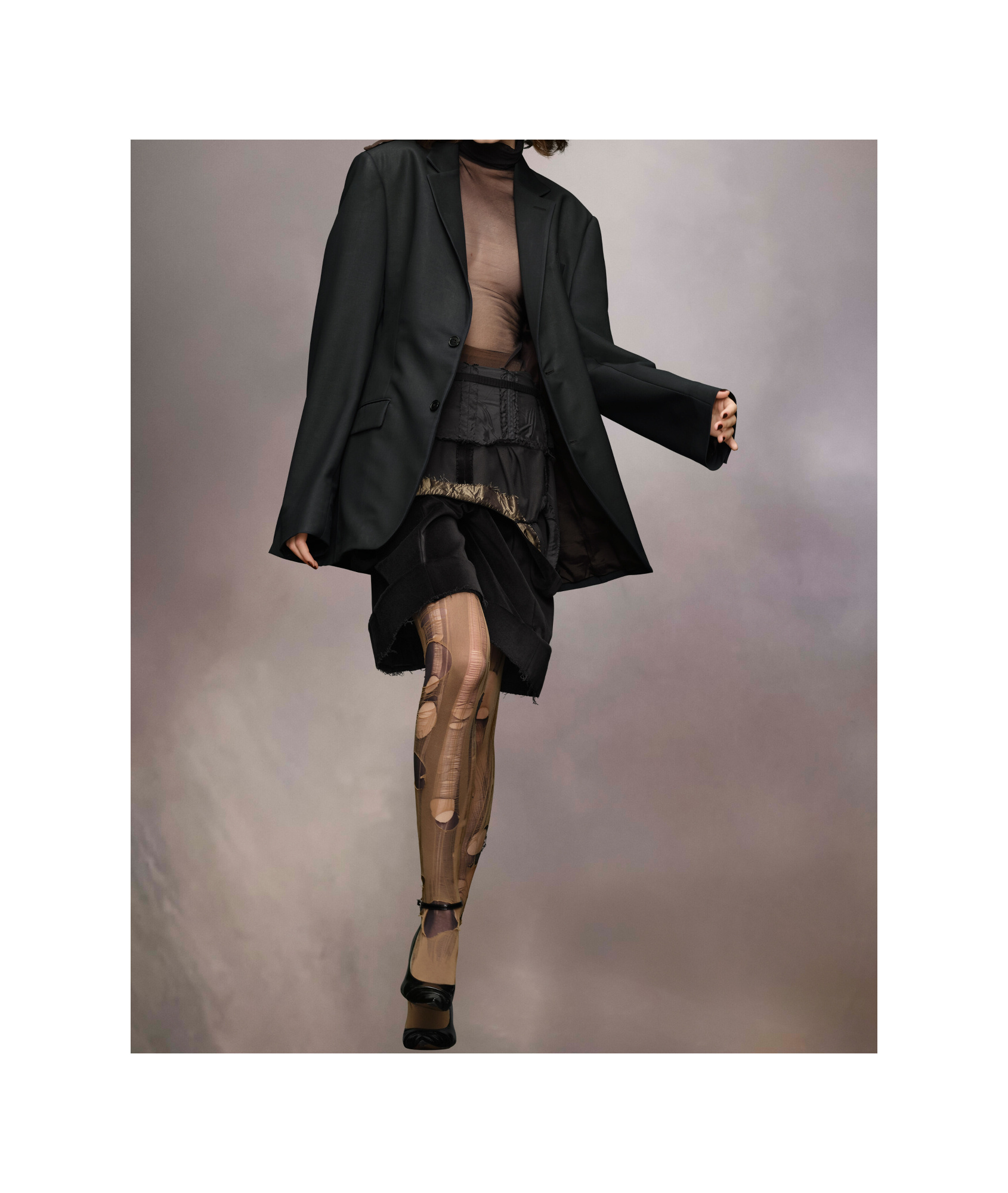 Maison Margiela Black Jacket With Classic Lapels And Logo Stitching On The Back In Mohair And Wool Blend Woman In Black