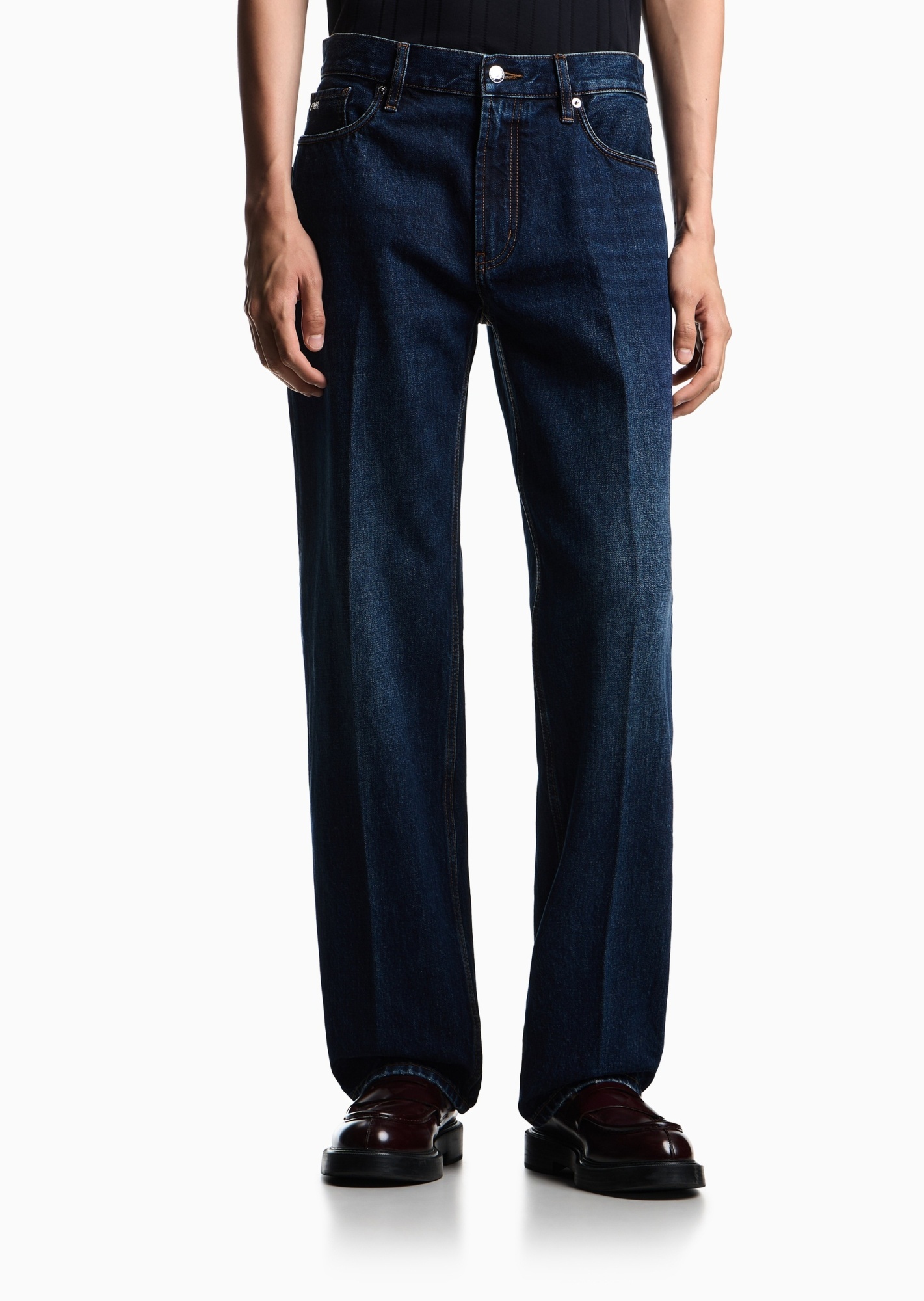 Emporio Armani Straight-leg Washed Jeans In Blue