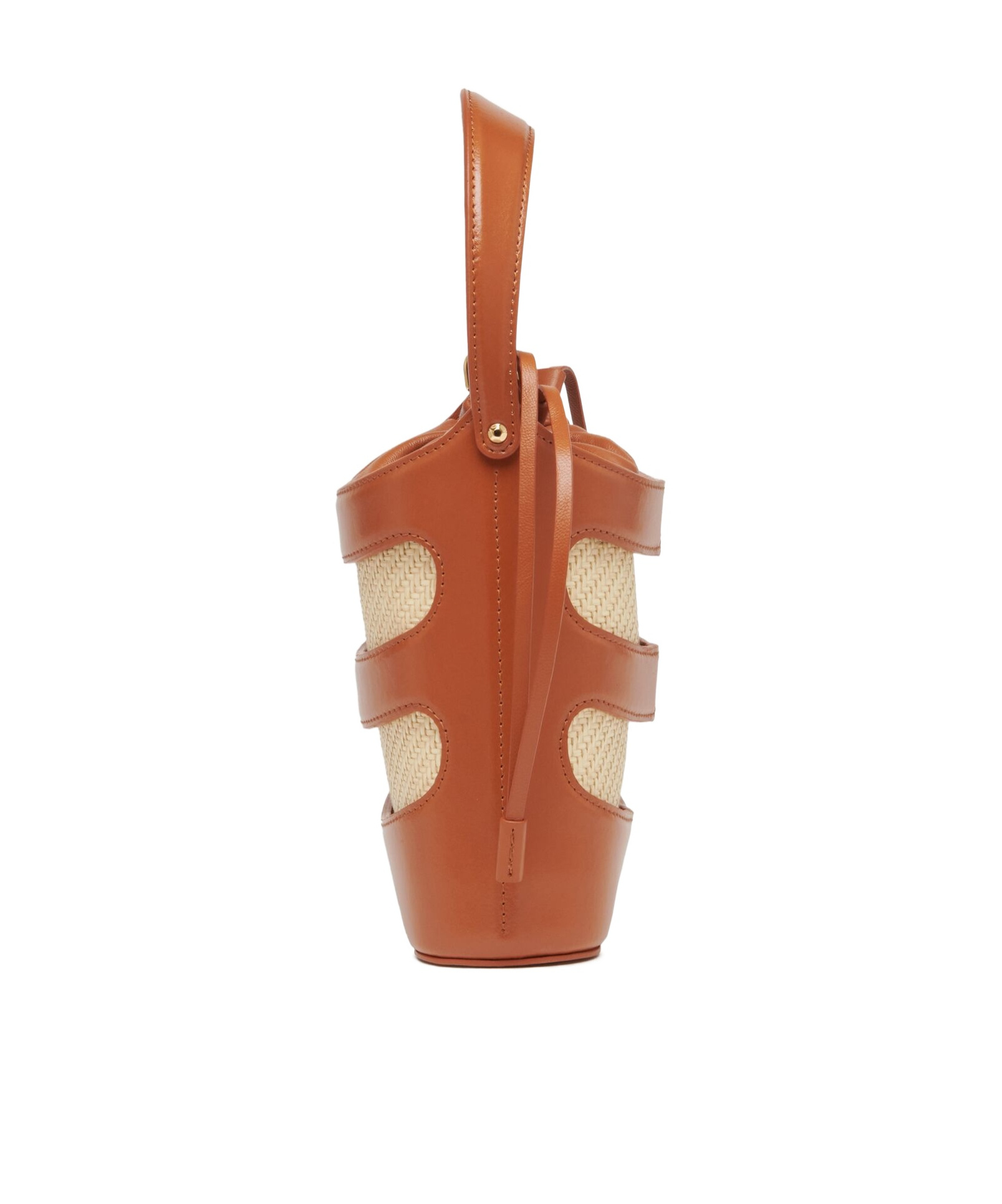Alexander Mcqueen Women Two-tone Leather And Raffia Mini The Rise Bucket Bag In Brown