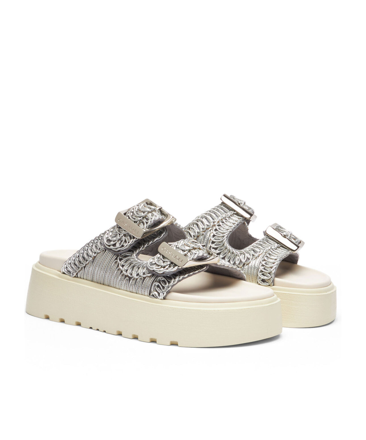Shop Casadei Birky Ale Platform Slides In White