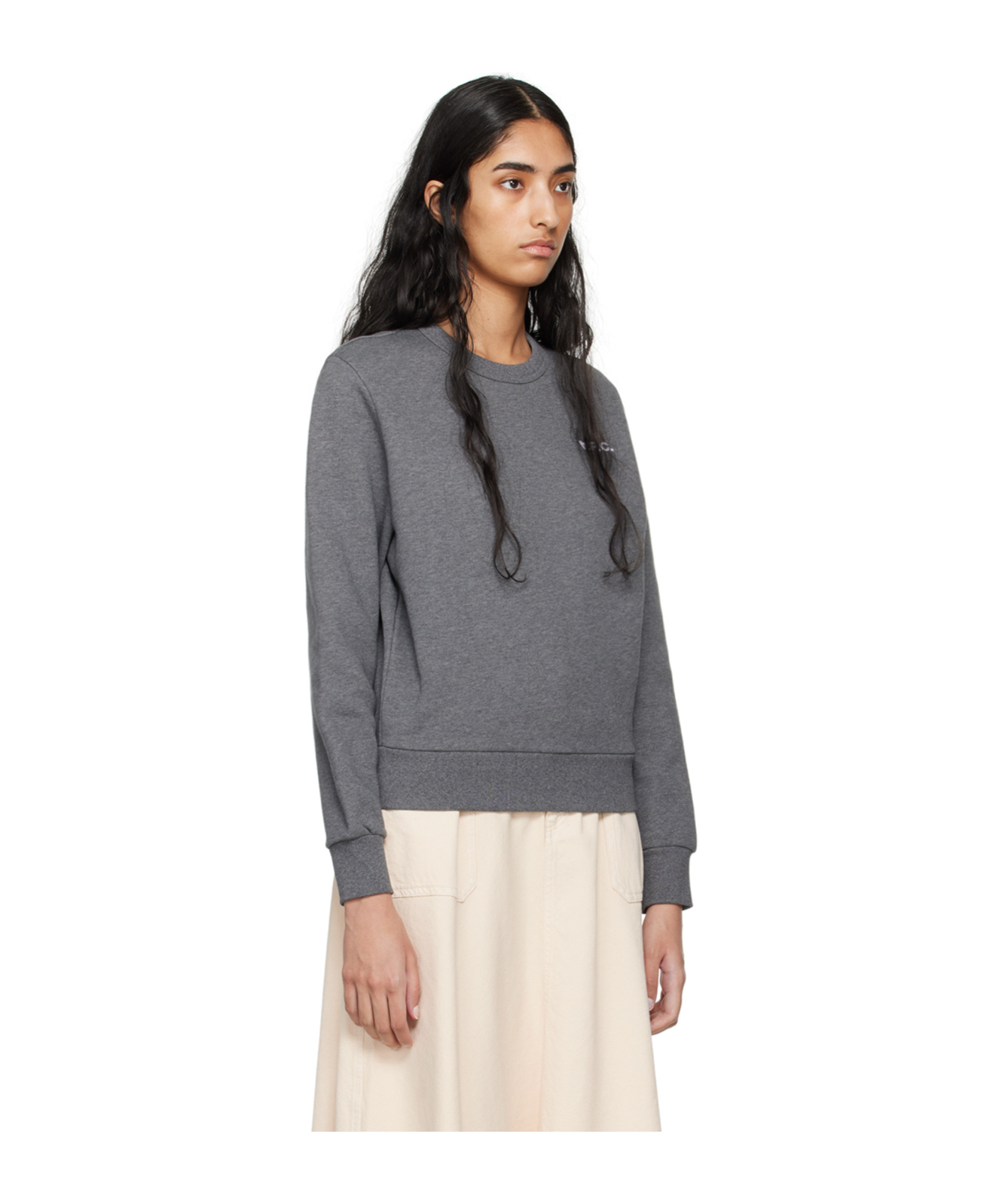 Apc Flocked Logo Round-neck Sweater In Gray