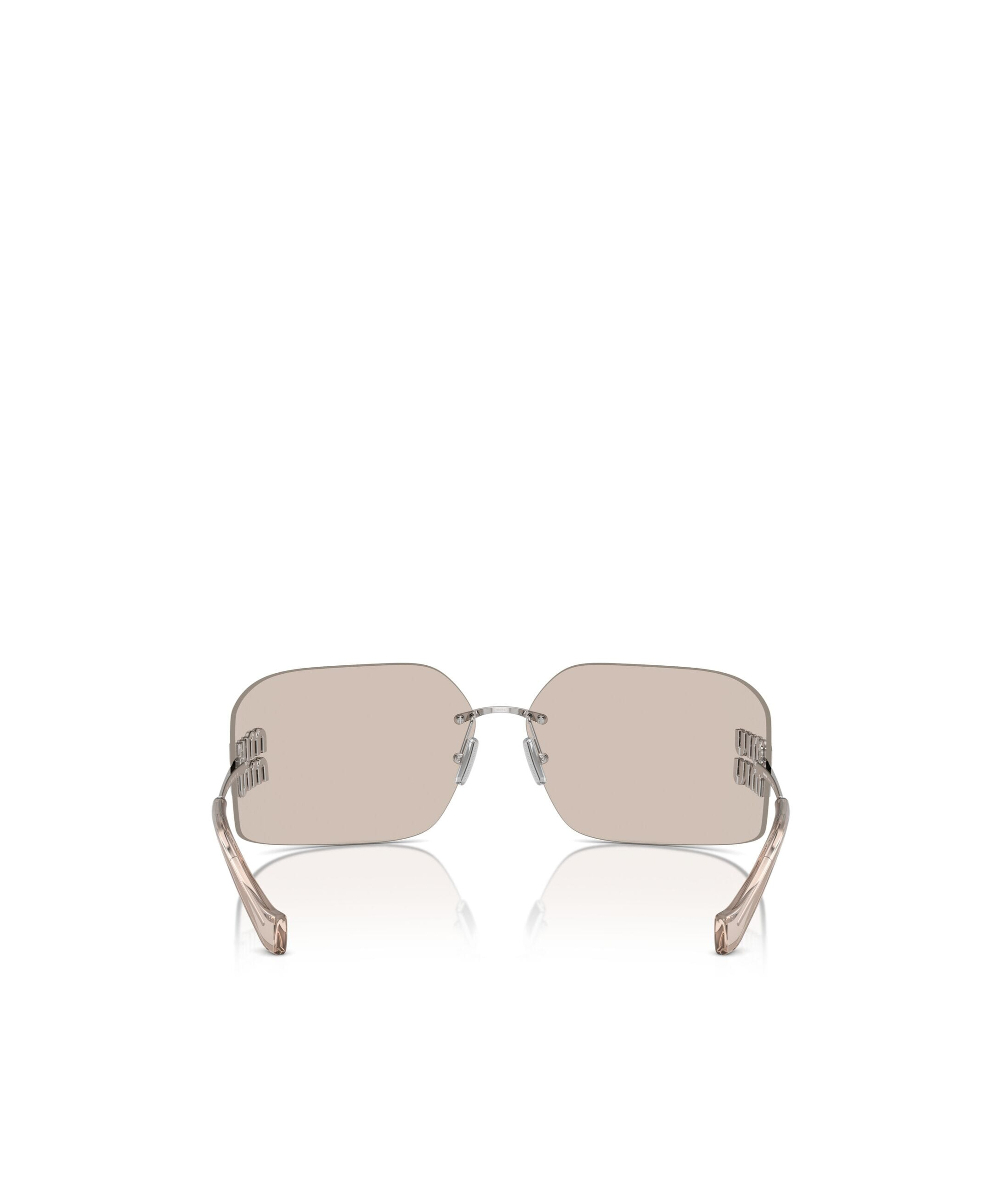 Miu Miu Metal Rimless Wrap Sunglasses In Nude