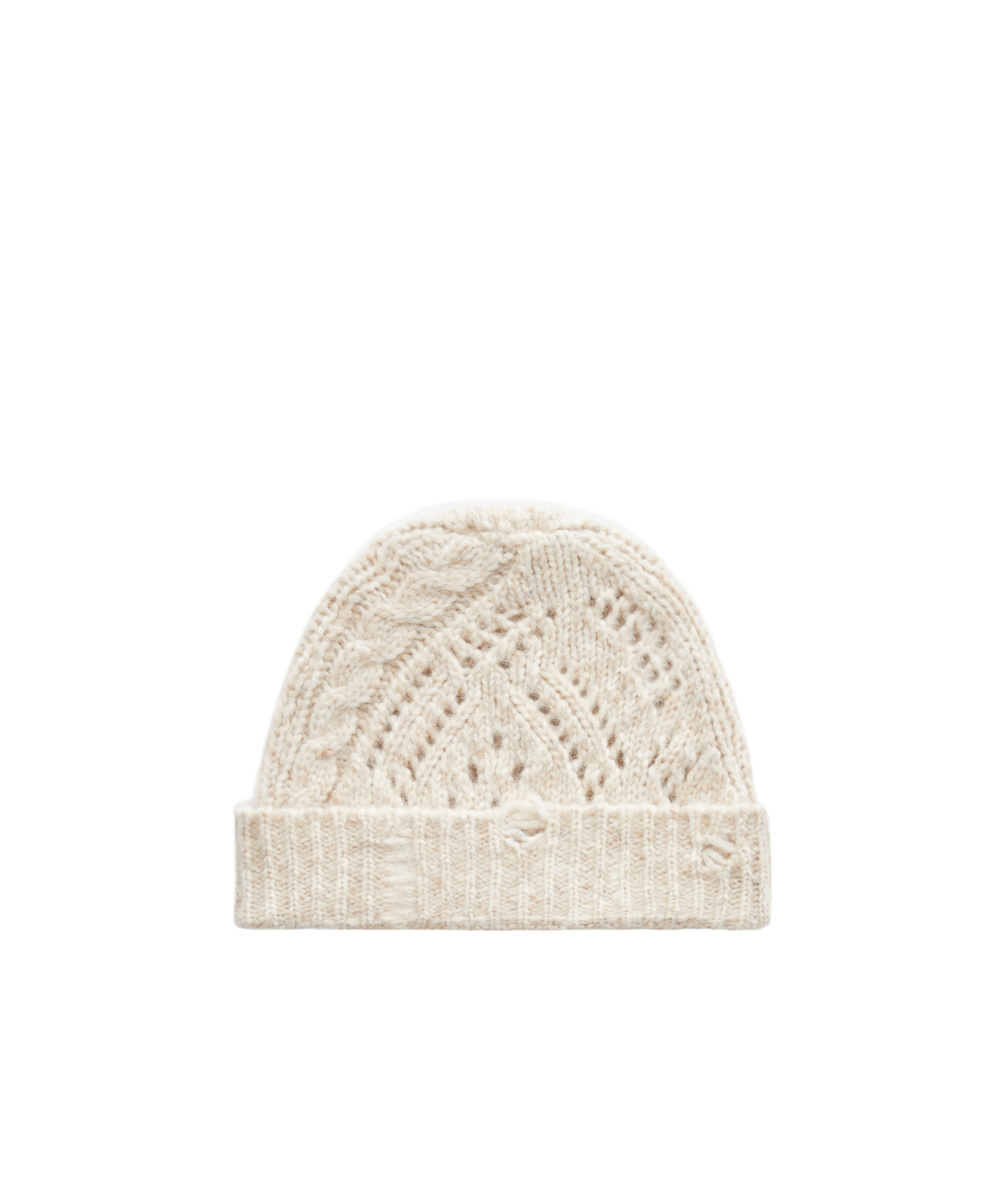 Pinko Curled Wool Knitted Hat In Nude