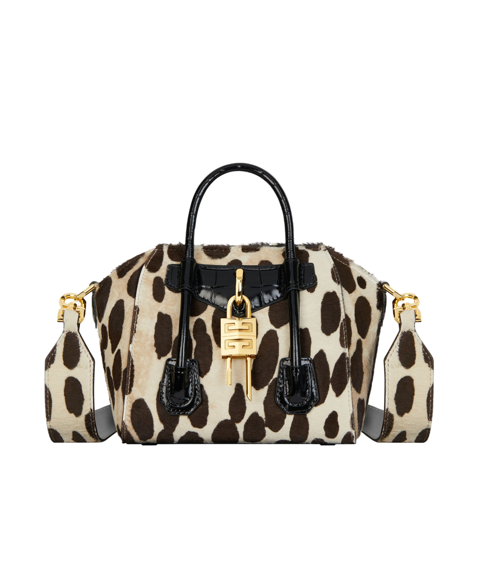Givenchy Antigona Toy Lock Bag In Leopard Print Pony Leather In Black
