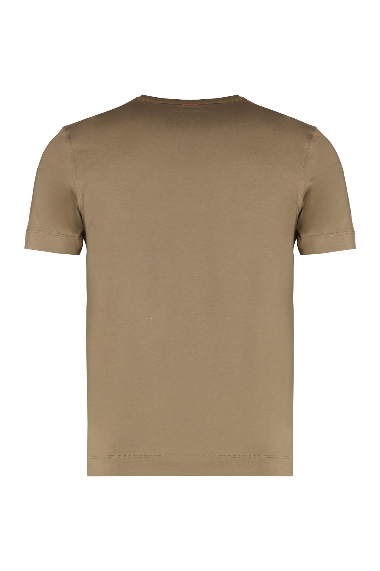 Zegna Cotton Crew Neck T-shirt With Side Slits In Brown