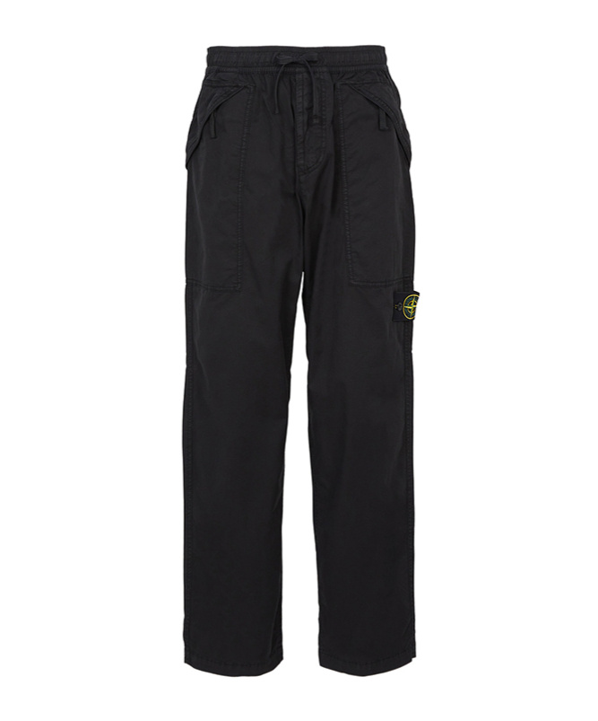 Stone Island Drawstring Straight-leg Trousers In Black