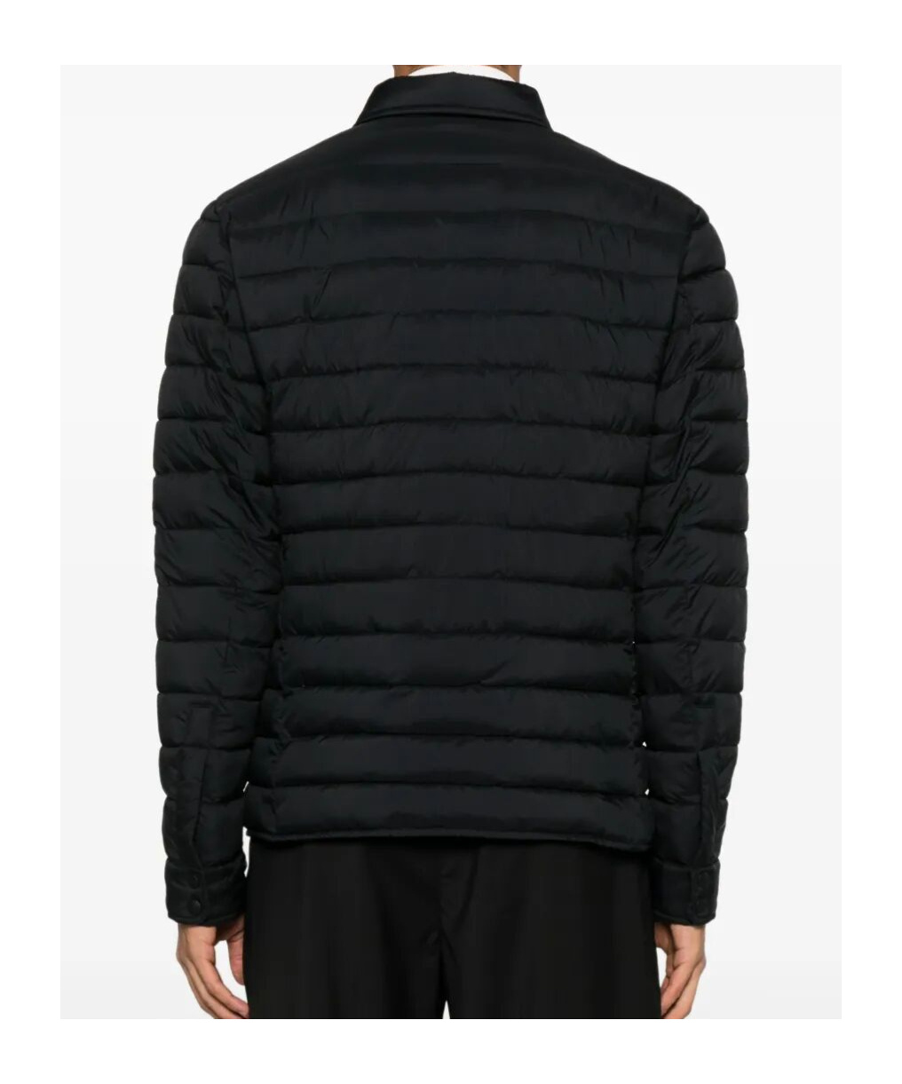 Herno Quilted Blue Coat With Button-up Front In Black