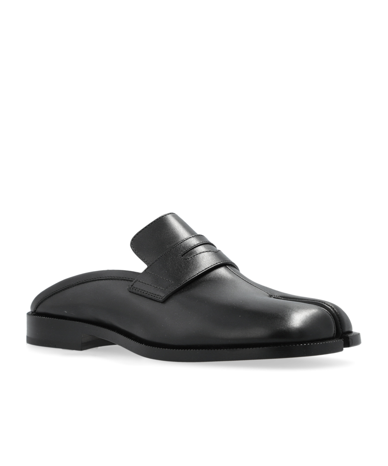 Maison Margiela Tabi City Calf Leather Flat Mules In Black