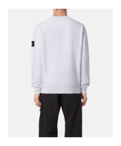 Stone Island Regular-fit Crewneck Sweatshirt With Elasticated Cuffs In White