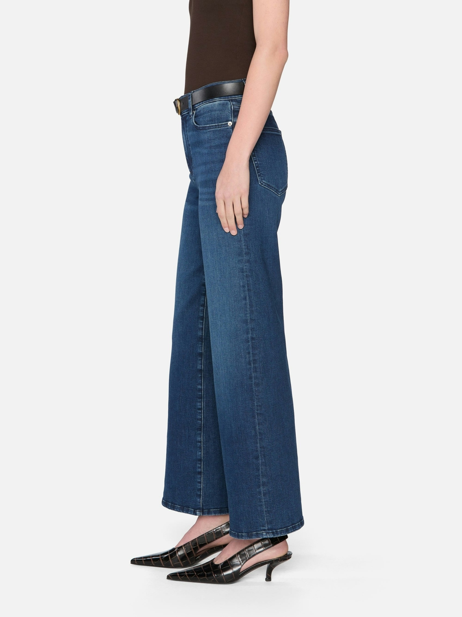 Frame Le Slim Palazzo High Rise Jeans In Femma In Blue