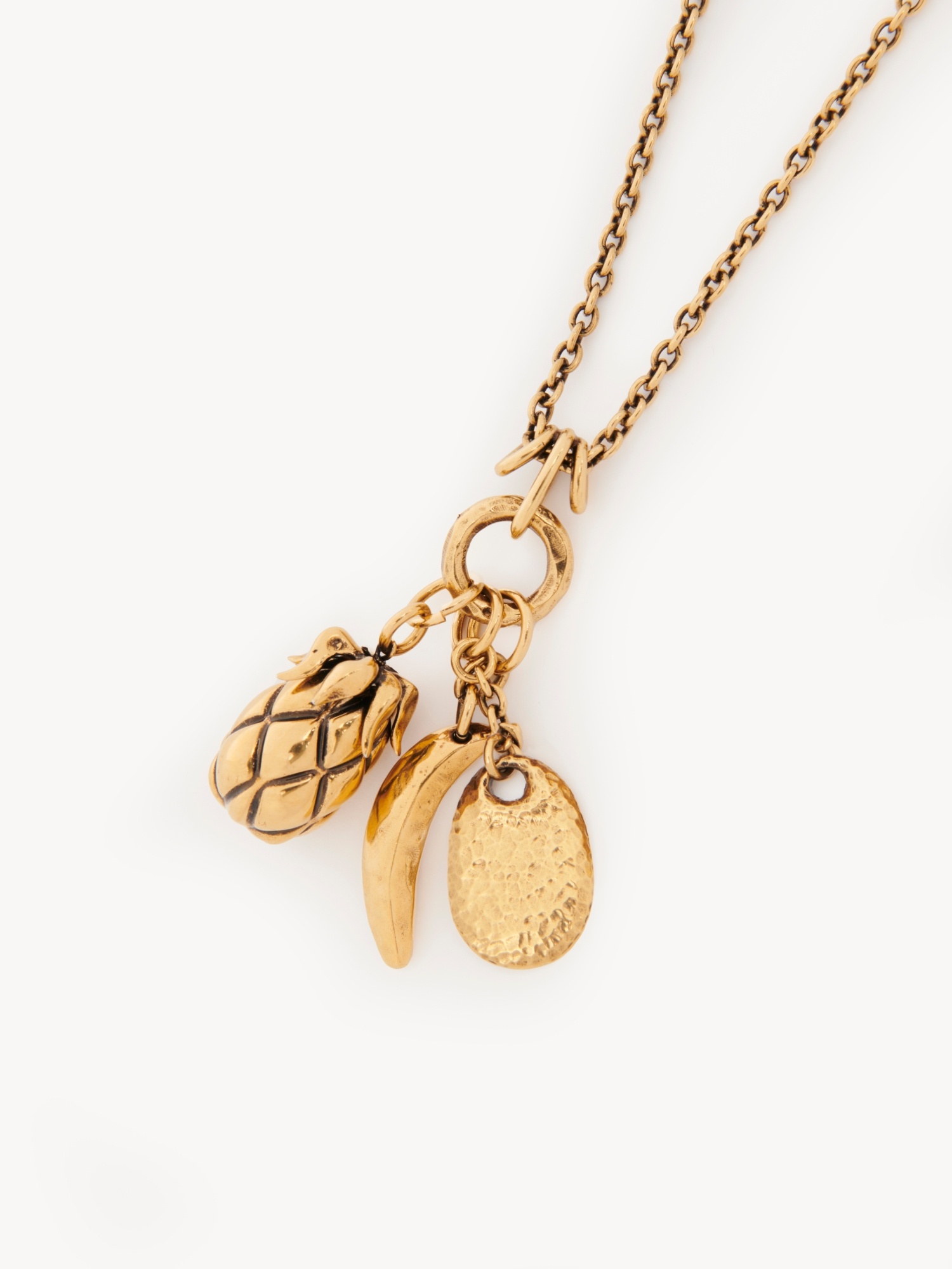Chloé Women Metallic Necklace With Adjustable Closure And Charms In Brass Woman In Yellow