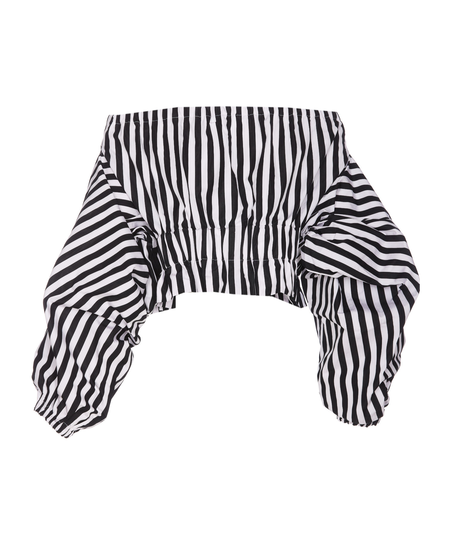 Shop Patou Striped Cropped Blouse In Black