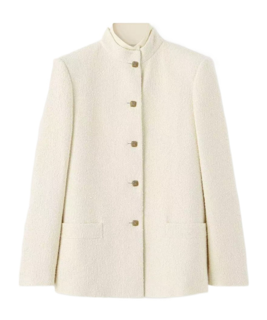 Loro Piana Stand-up Collar Casual Jacket In White