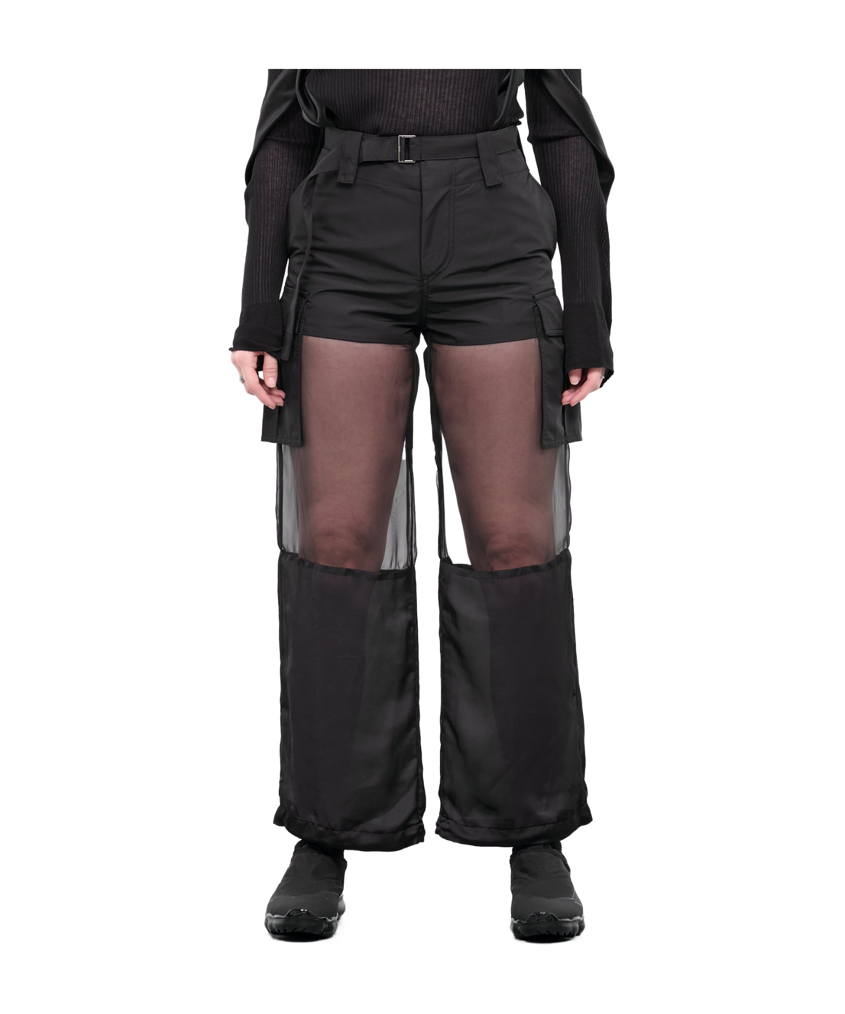 Sacai Casual Pants With Belt Loops In Black