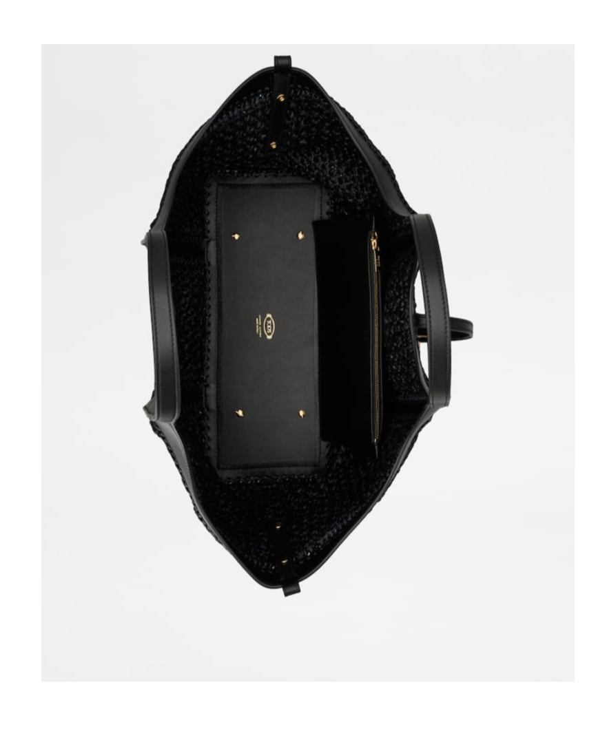 Tod's Medium Rafite Leather Shopping Bag In Black