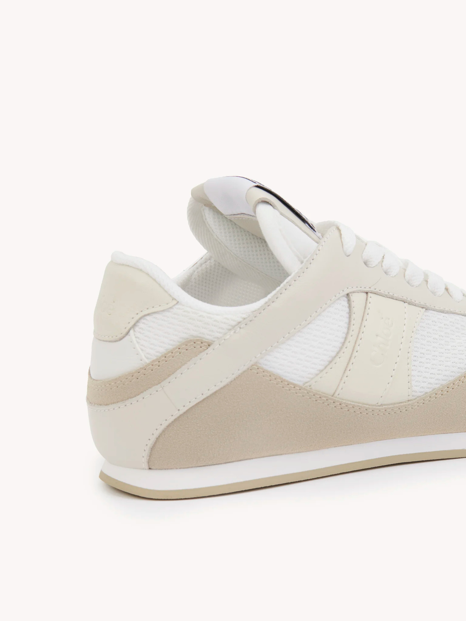 Chloé Low-top Sneakers With Rubber Sole And Mesh In Neutral