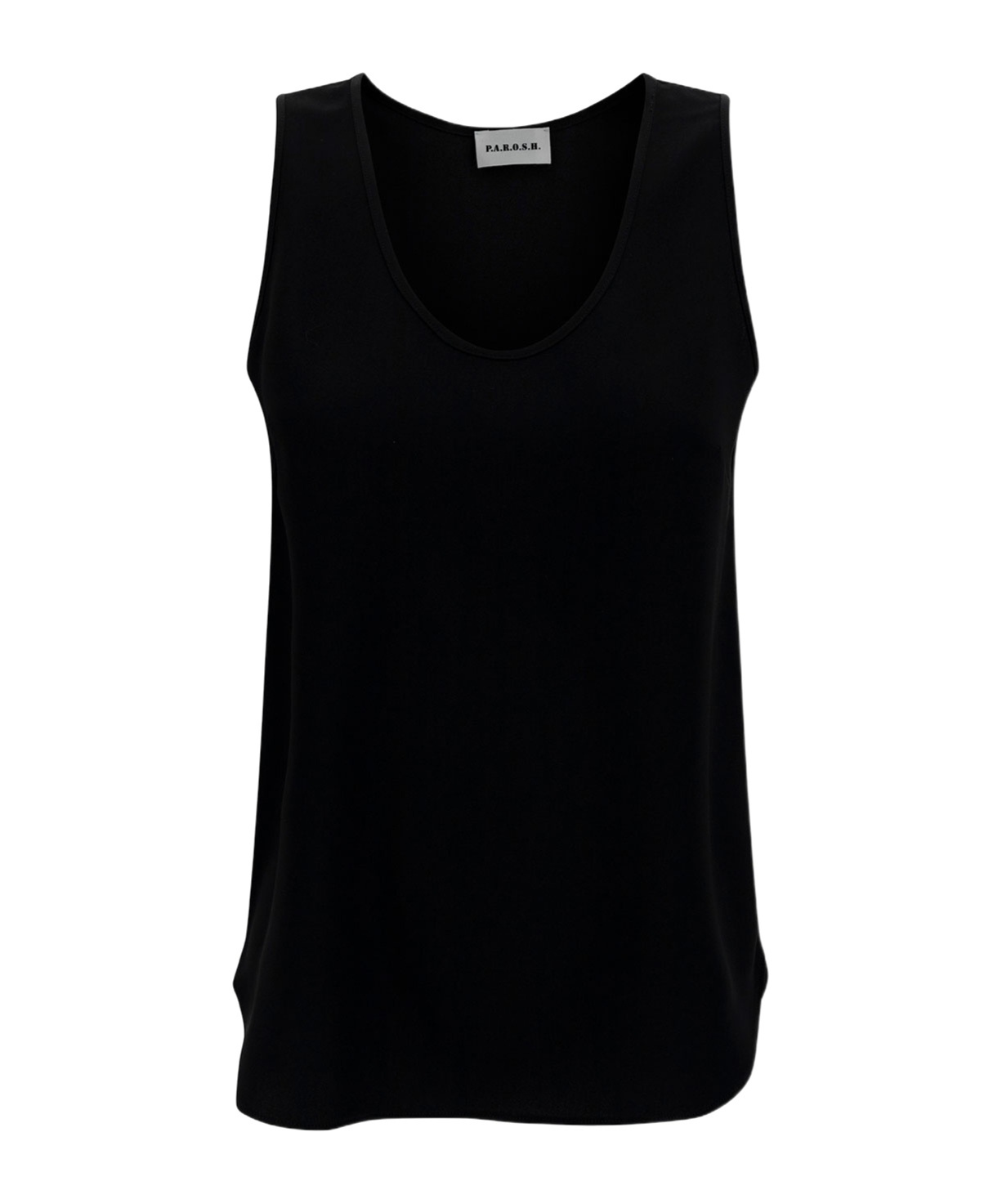 P.a.r.o.s.h Black Tank Top With Plunging U Neckline In Black