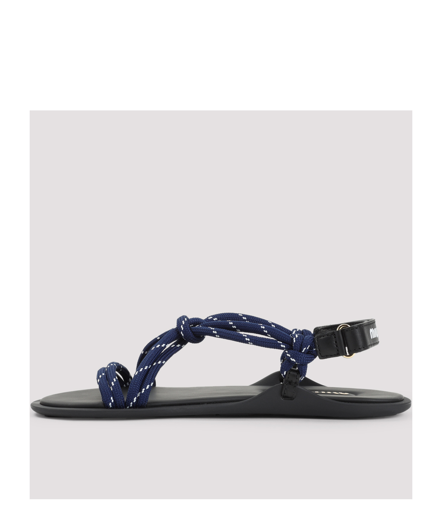 Miu Miu Nastro Cross Rope Grip-strap Sandals In Black