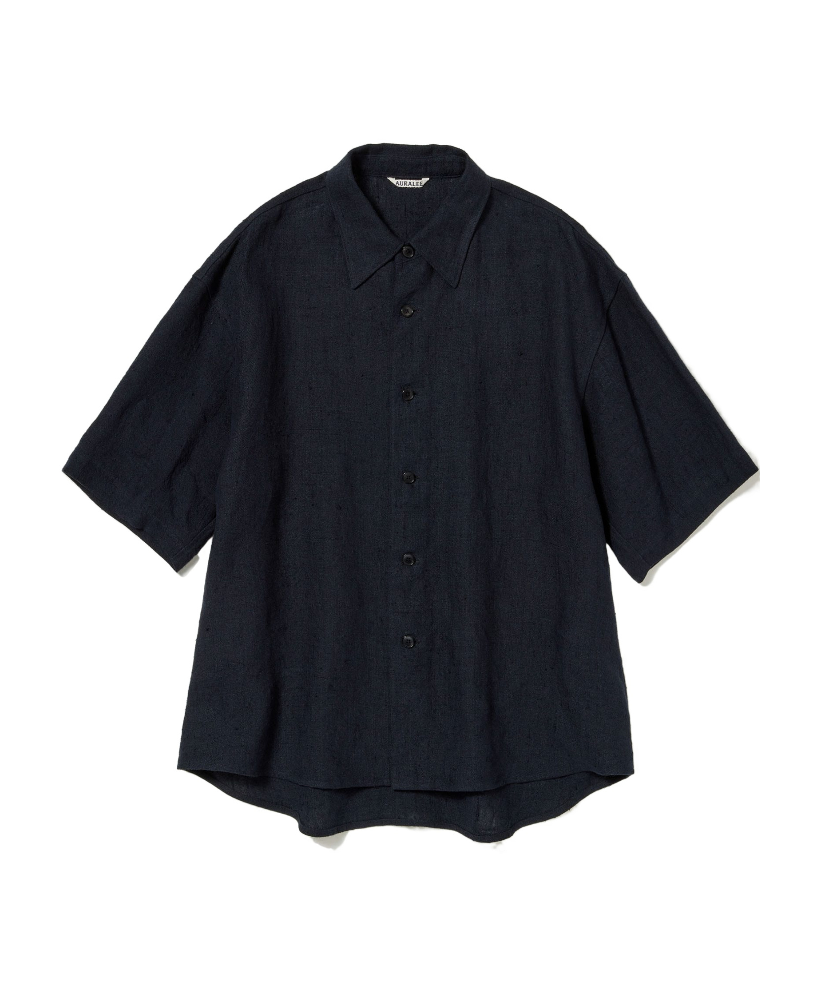Auralee Lapel Half-sleeve Shirt In Black