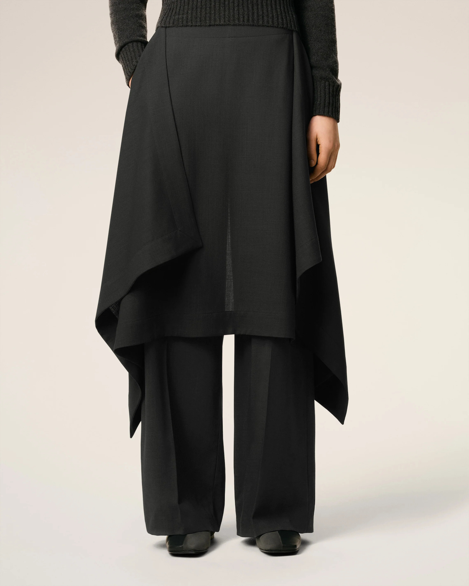 Ami Alexandre Mattiussi Black Wool Skirt Trousers Grey In Gray