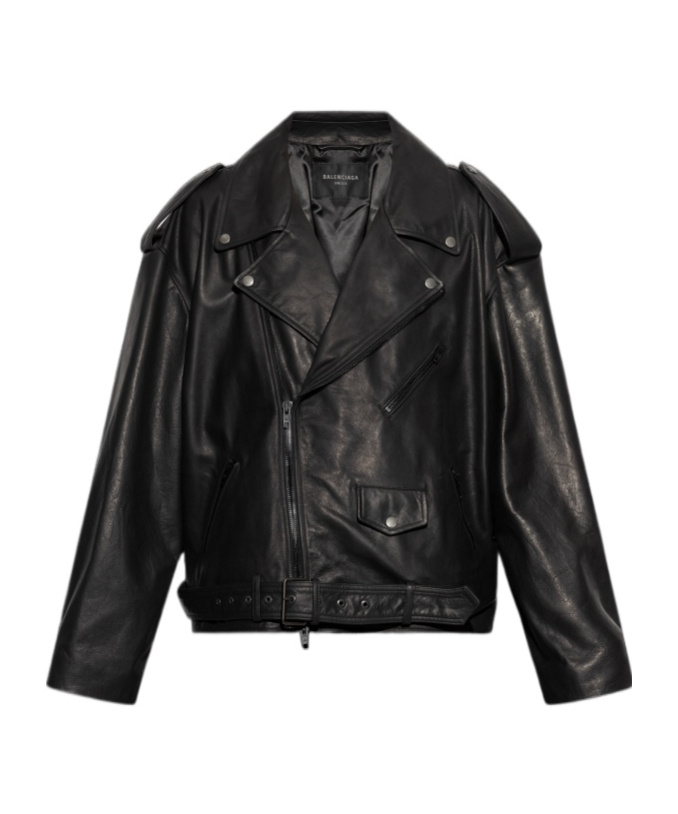 Balenciaga Leather Jacket With A Loose Fit In Black