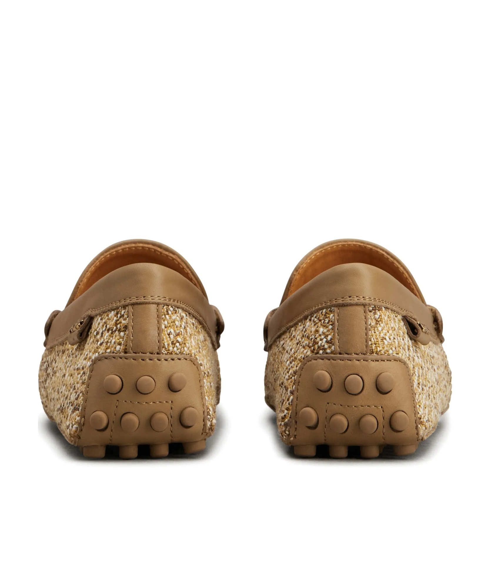 Shop Tod's Tweed Loafers In Sand Beige
