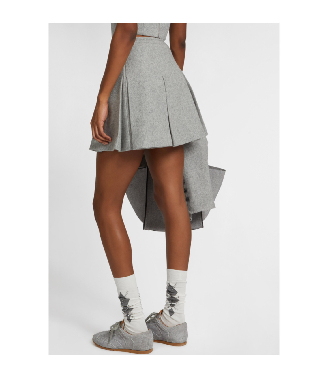 Ermanno Scervino Wool Blend Mini Skirt With Pleats In Gray