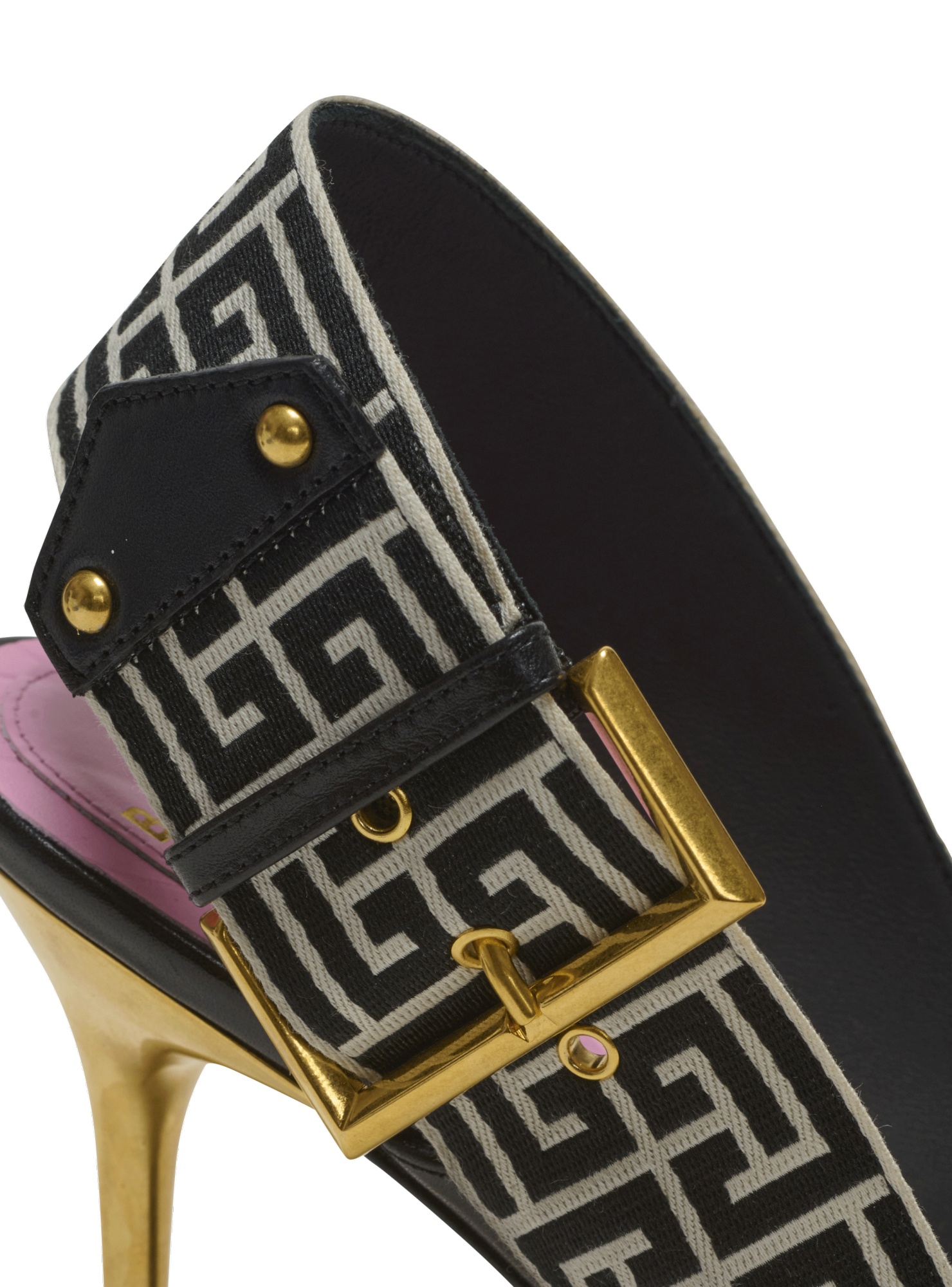 Balmain Leather Monogram Ruby Heeled Sandals 95 In Black