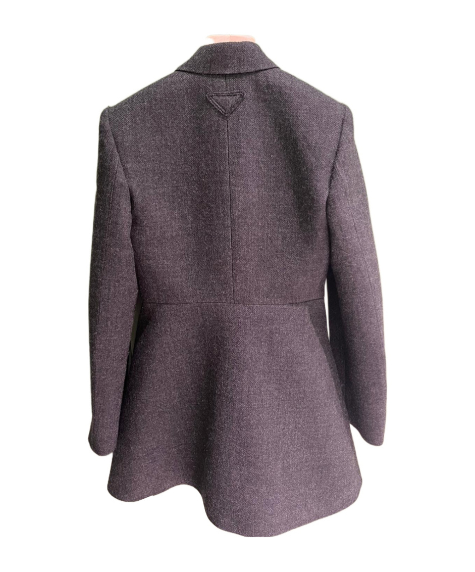 Prada Double-breasted Vintage-look Rush Stitch Jacket In Coal Gray