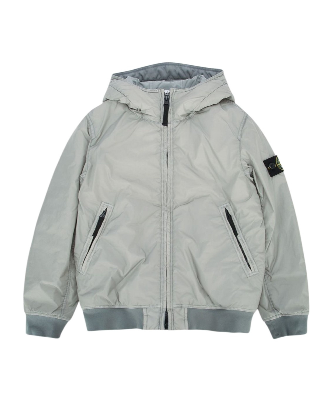 Stone Island Hooded Bomber Jacket In Gray