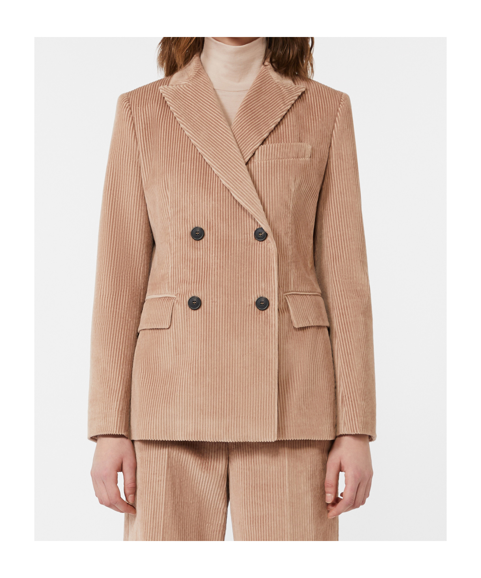Weekend Max Mara Corduroy Double-breasted Blazer In Brown