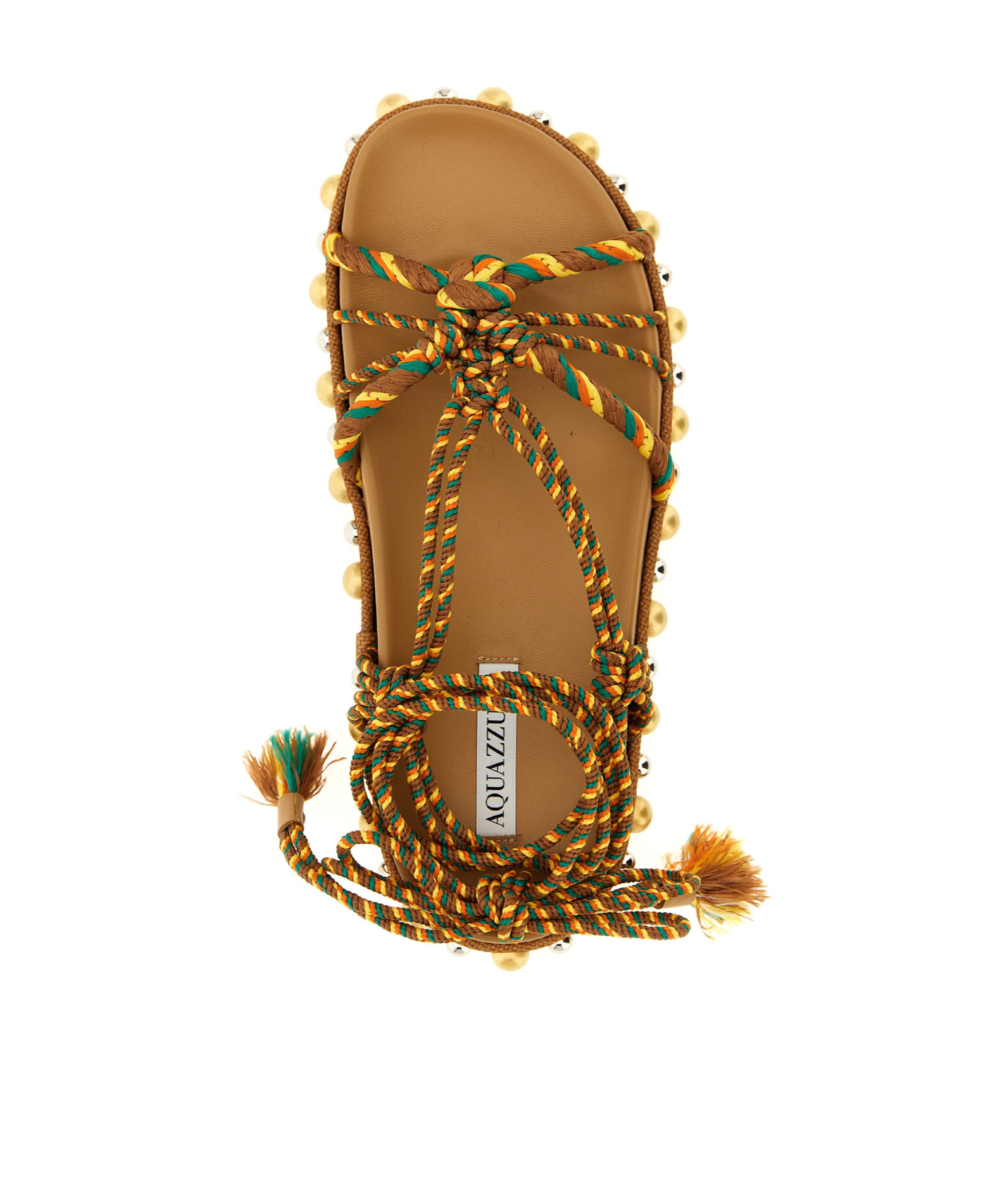 Aquazzura Exotic Rope Tassel Sandals In Multicolor