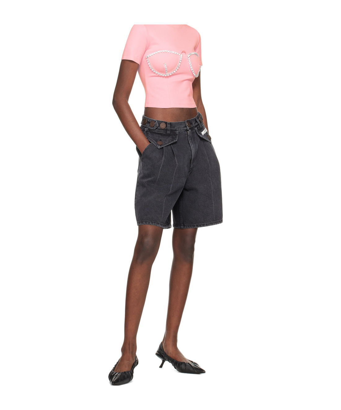 Kimhēkim Black Two Pocket Denim Shorts In Black