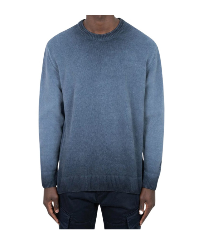C.p. Company Chenille Cotton Sweater In Blue