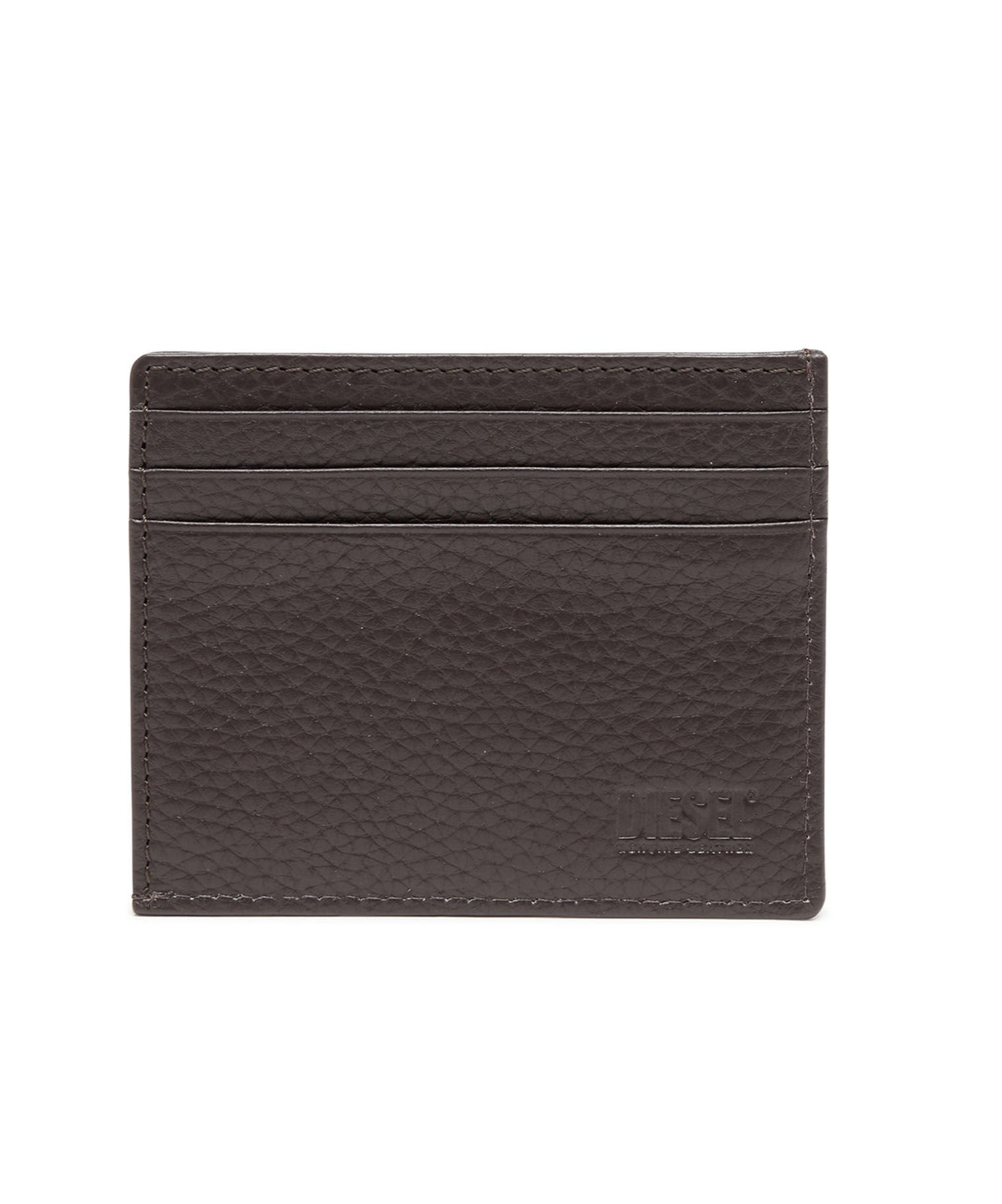 Diesel Logo-plaque Leather Card Holder In Black