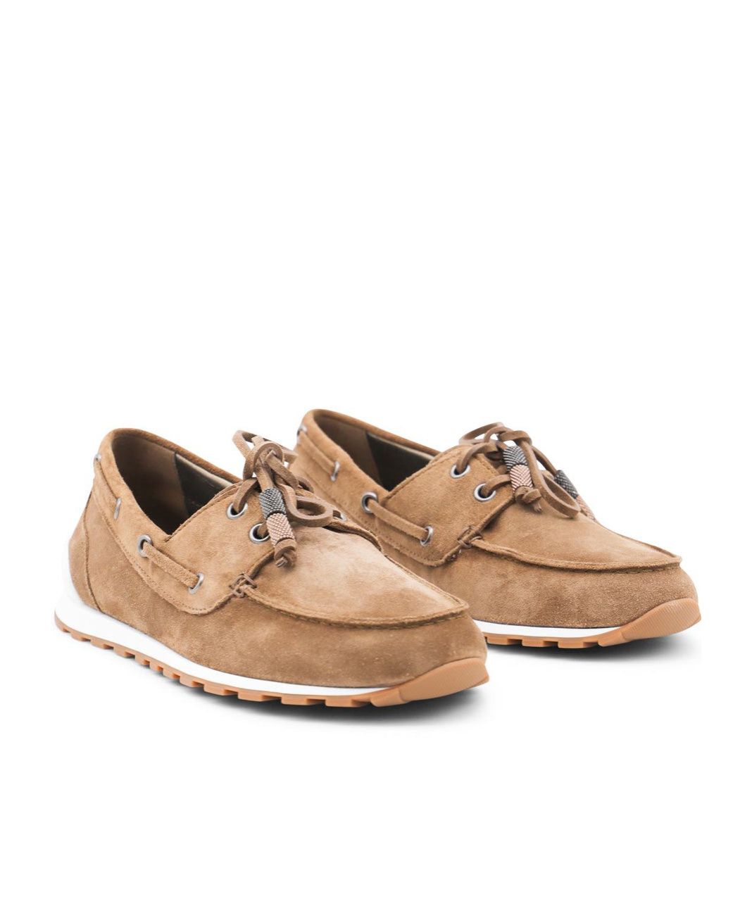 Brunello Cucinelli Loafers With Suede Finish And Rubber Sole In Brown