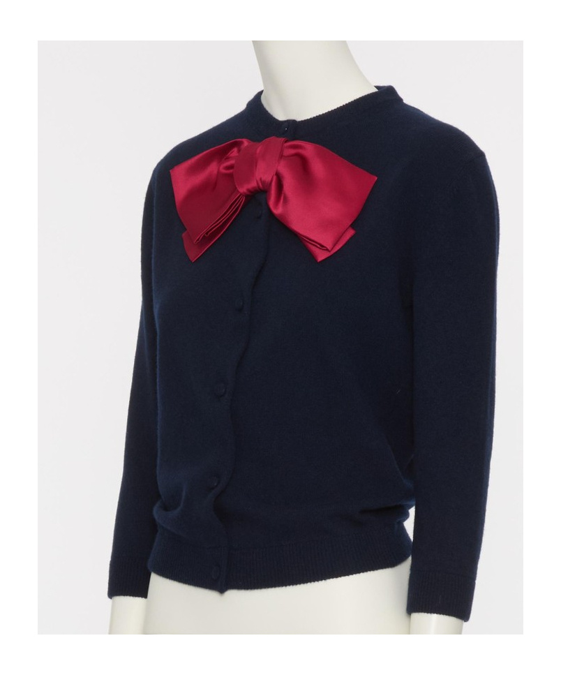 Valentino Bow Knitted Cardigan In Black