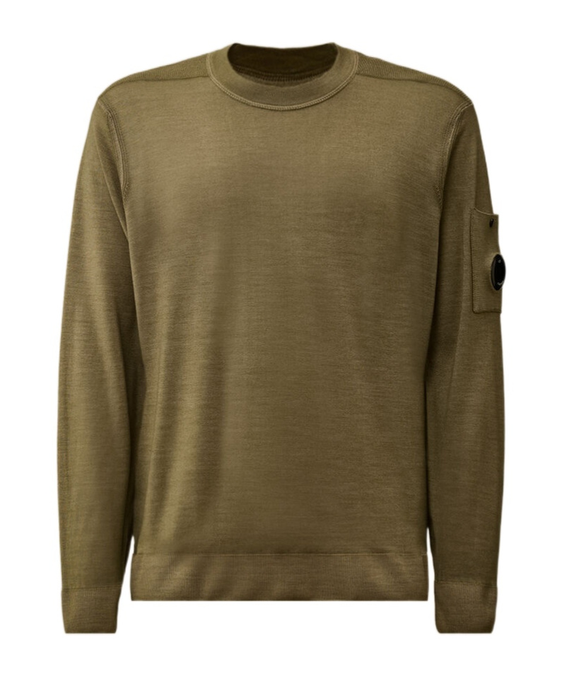 C.p. Company Lens-pocket Sweater In Green