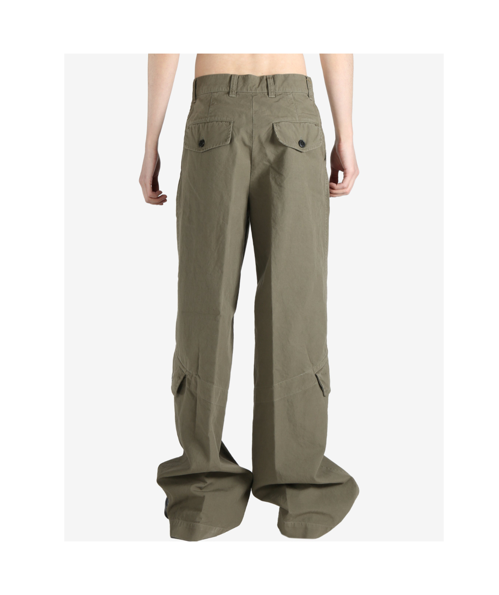 Dries Van Noten Loose Fit Wide Leg Pant In Khaki In Green