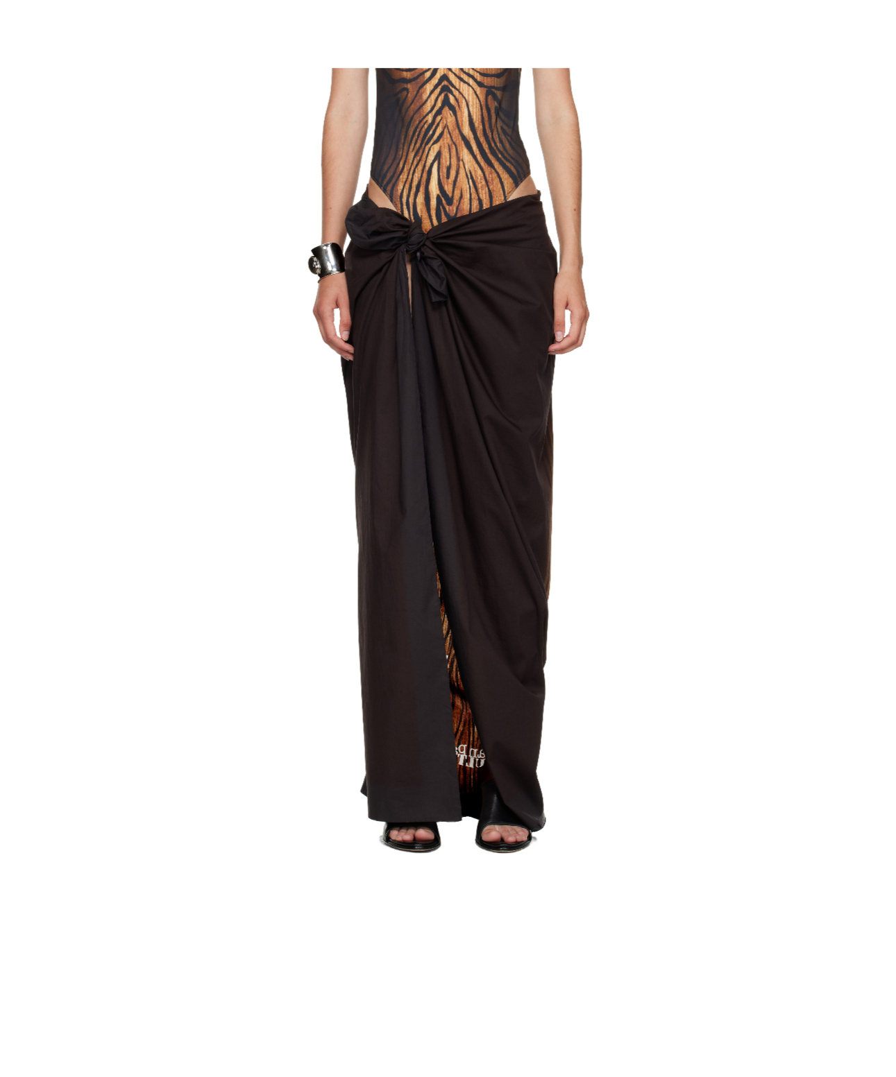 Jean Paul Gaultier Wood-print Pareo In Brown