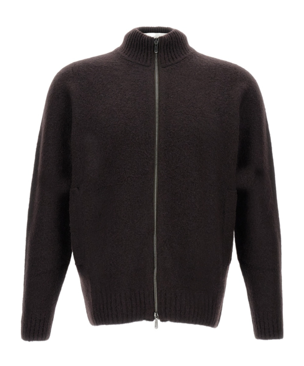 Drumohr Zip High-neck Sweater In Brown